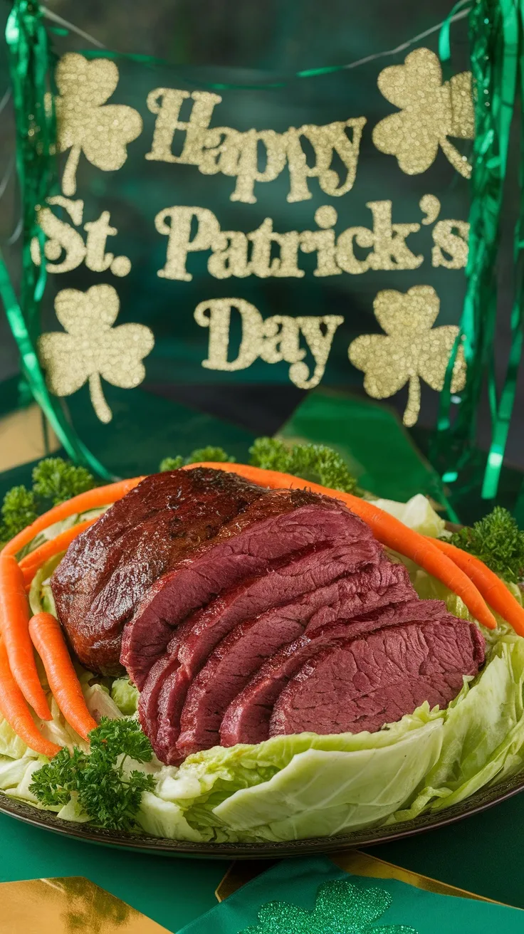 Corned beef and cabbage platter for St. Patrick's Day